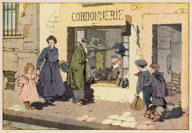 Le Cordonnier, A cipőkészítő (színes litho) alkotó: French School