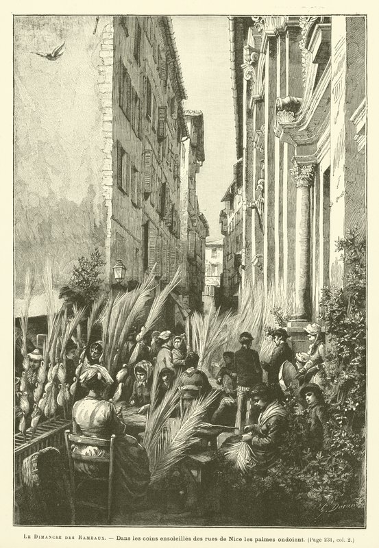 Virágvasárnap (metszet) alkotó: French School