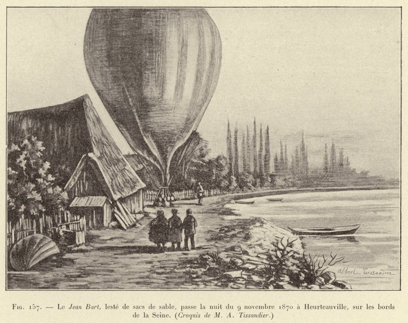 A homokzsákokkal leterhelt Jean Bart 1870. november 9-én éjszakázott Heurteauville-ben, a Szajna partján. alkotó: French School