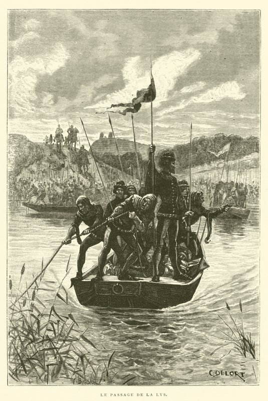 The Passage of the Lys (metszet) alkotó: French School