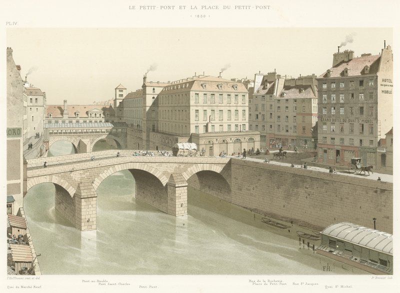 A Petit-Pont és a Place du Petit-Pont, 1830 alkotó: French School