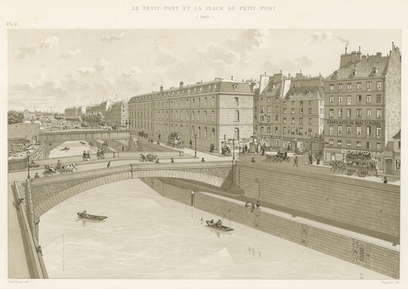 A Petit-Pont és a Place du Petit-Pont, 1880 alkotó: French School