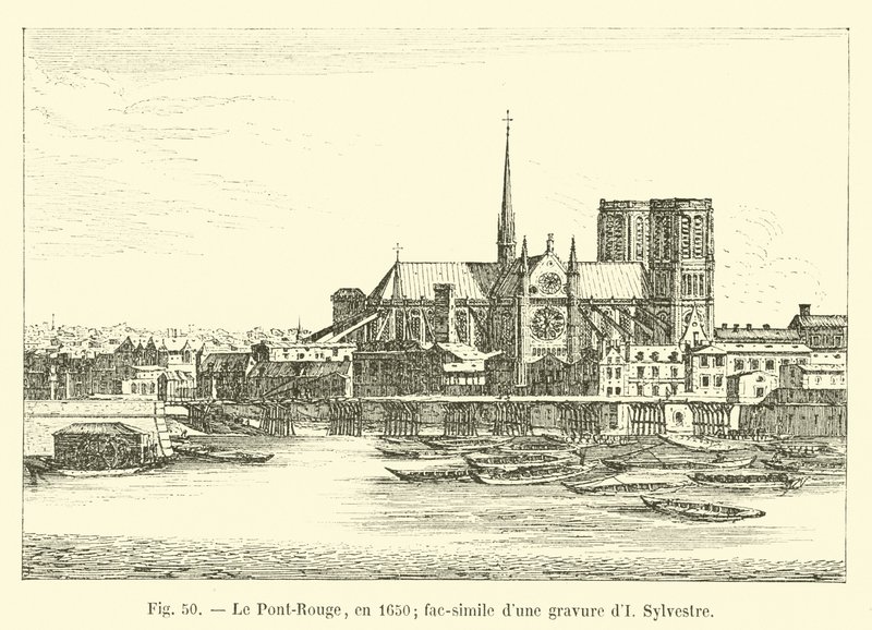 A Vörös híd, 1650-ben; fakszimile Sylvestre metszetéről alkotó: French School