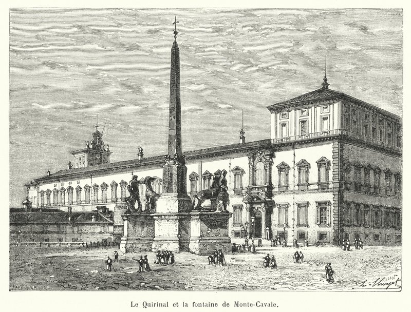 A Quirinal és a Monte-Cavale-kút (metszet) alkotó: French School