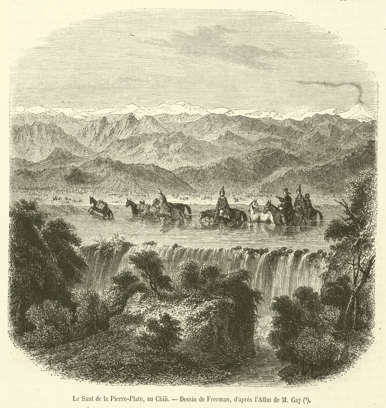 Le Saut de la Pierre-Plate, Chilében (metszet) alkotó: French School