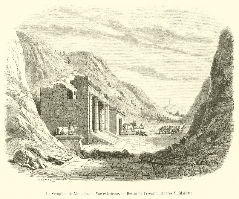 A memphisi szerapeum, külső nézet (metszet) alkotó: French School