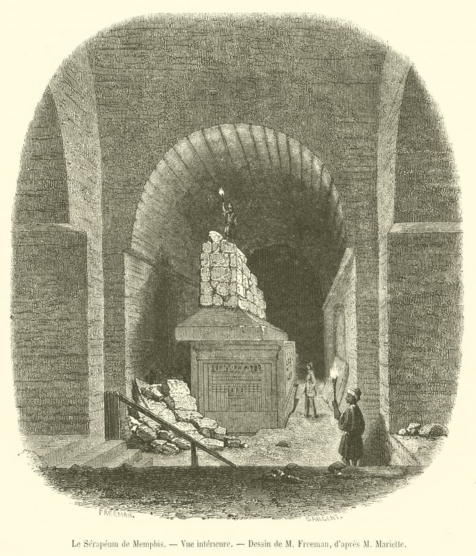 A memphisi szerapeum, belső nézet (metszet) alkotó: French School