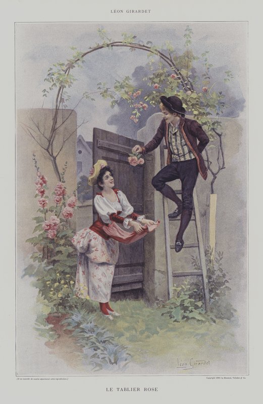 Le Tablier Rose (A rózsaszín kötény) (színes litho) alkotó: French School