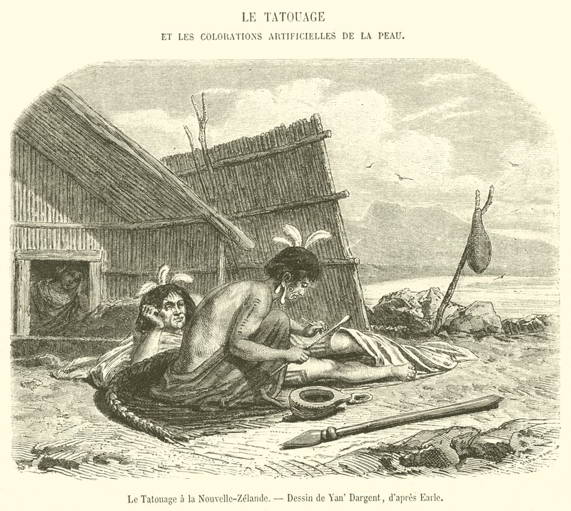 A tetoválás Új-Zélandon (metszet) alkotó: French School
