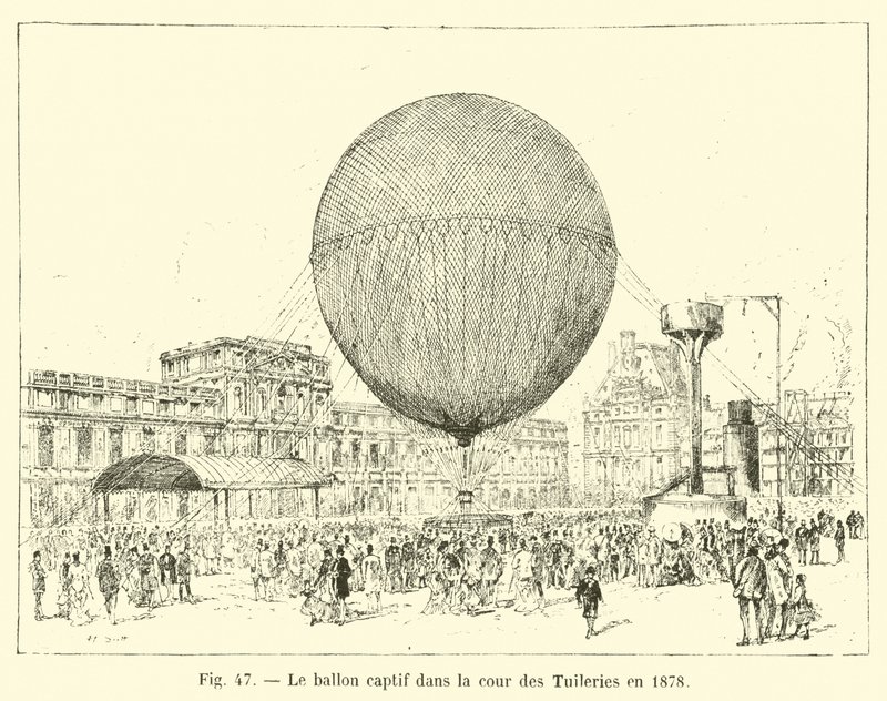 A fogságba esett léggömb a Tuileriák udvarán 1878-ban alkotó: French School
