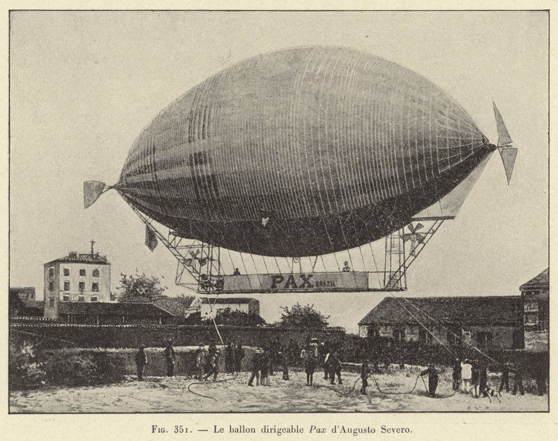 A Pax irányítható léggömb, Augusto Severo (metszet) alkotó: French School