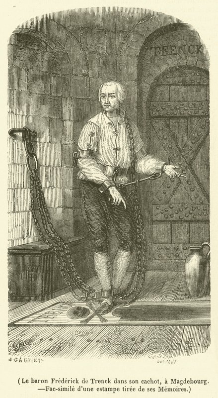 Frédéric de Trenck báró a börtönében, Magdeburgban (metszet) alkotó: French School
