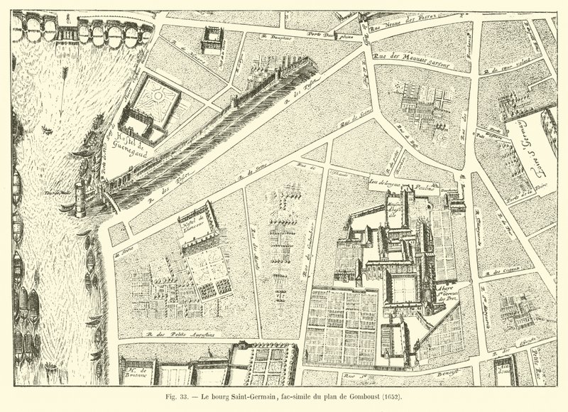Bourg Saint-Germain, Gomboust tervének fakszimile, 1652 alkotó: French School