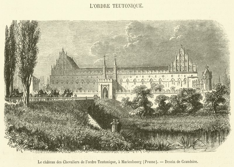 A Német Lovagrend kastélya, Marienburg, Poroszország (metszet) alkotó: French School