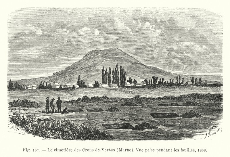 A Crons de Vertus temető, Marne, Kilátás az ásatások során alkotó: French School