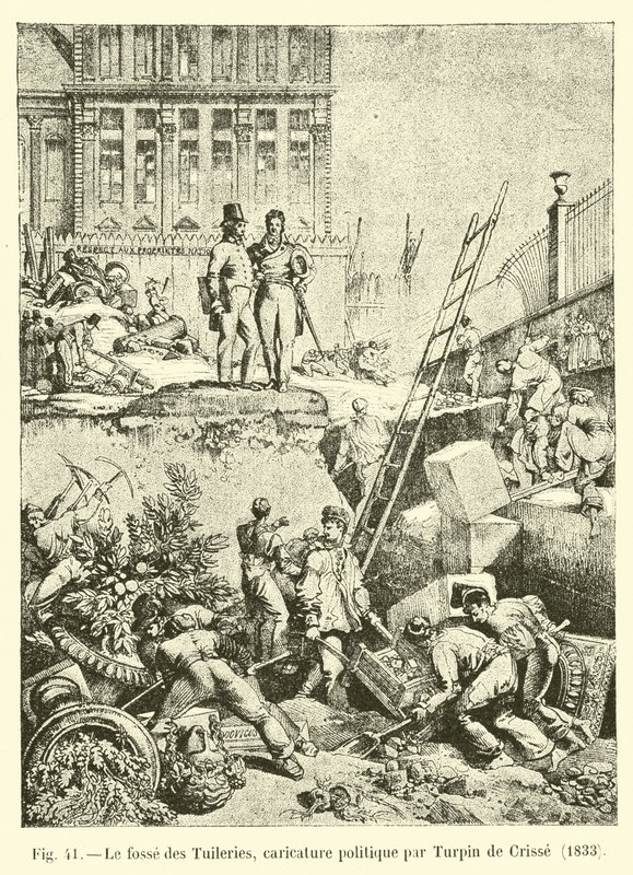 A Tuileriák gödre, Turpin de Crisse politikai karikatúrája, 1833 alkotó: French School