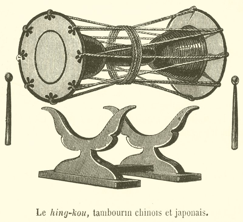 Hing-kou, kínai és japán tambura (metszet) alkotó: French School