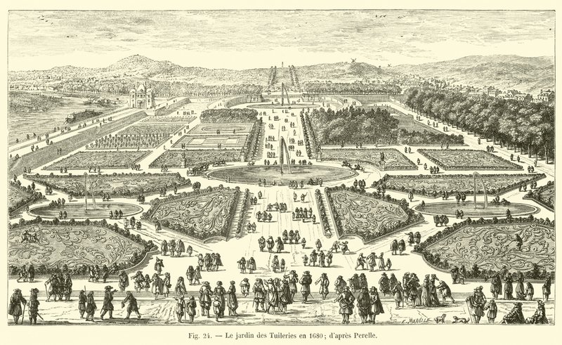 A Tuileries-kert 1680-ban; Perelle után alkotó: French School
