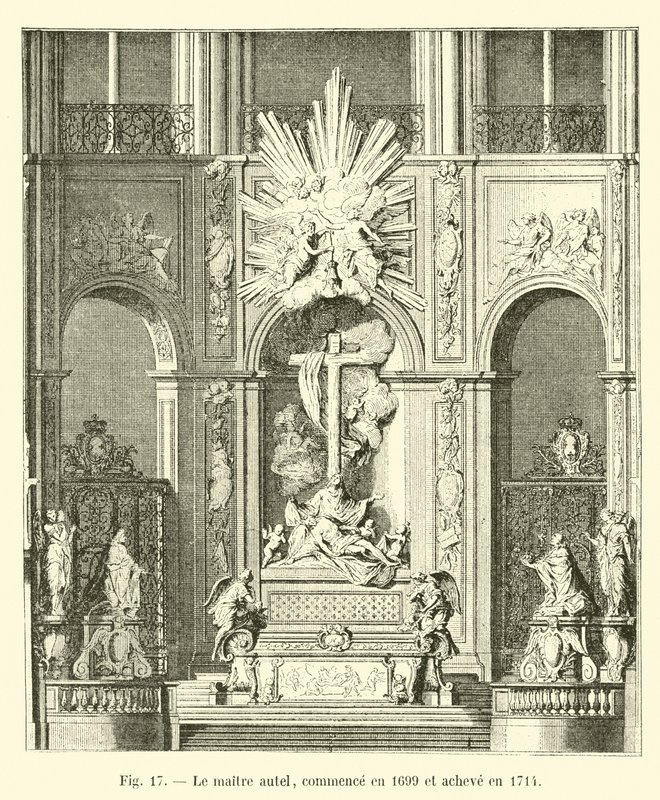 A főoltár 1699-ben kezdődött és 1714-ben fejeződött be alkotó: French School