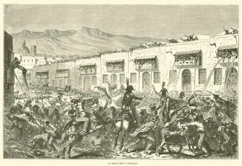 Húshagyókedd Arequipában (metszet) alkotó: French School