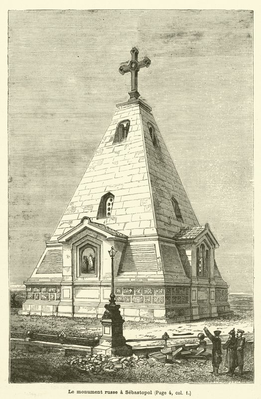 Az orosz emlékmű Szevasztopolban (metszet) alkotó: French School