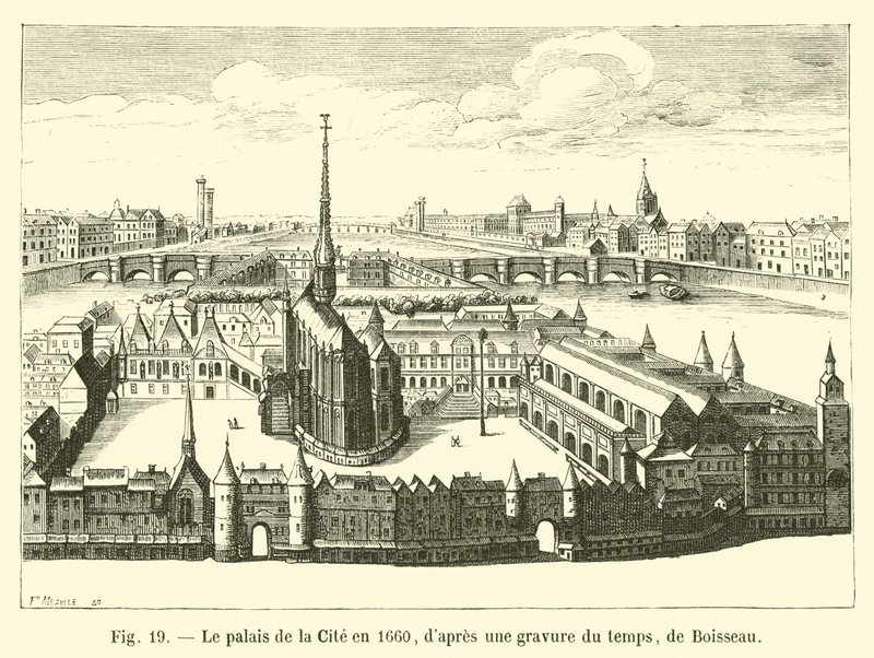 A város palotája 1660-ban, Boisseau korabeli metszetéből alkotó: French School