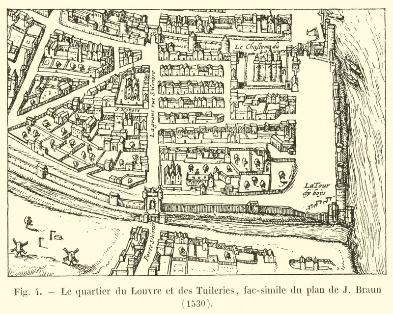 A Louvre és a Tuileries negyed, J Braun tervének fakszimile, 1530 alkotó: French School