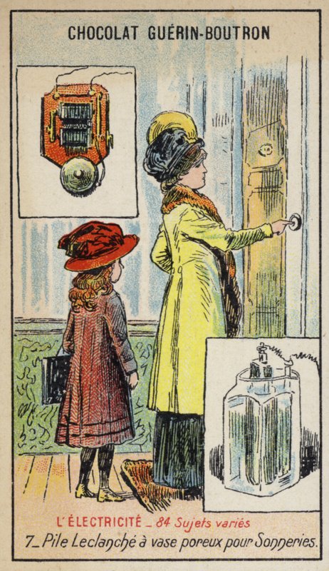Leclanche cella ajtócsengőhöz (chromolitho) alkotó: French School
