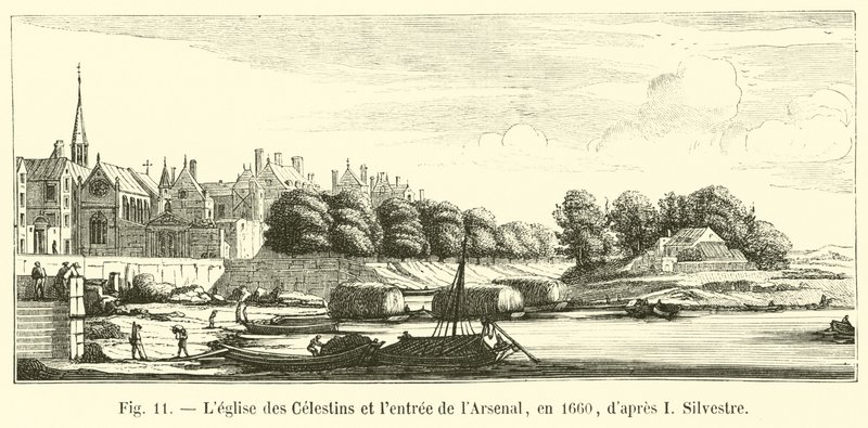A Celestins templom és az Arzenál bejárata, 1660-ban, I. Silvestre után alkotó: French School