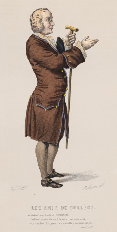 Les Amis De College, I. felvonás, Sc XV (színes metszet) alkotó: French School