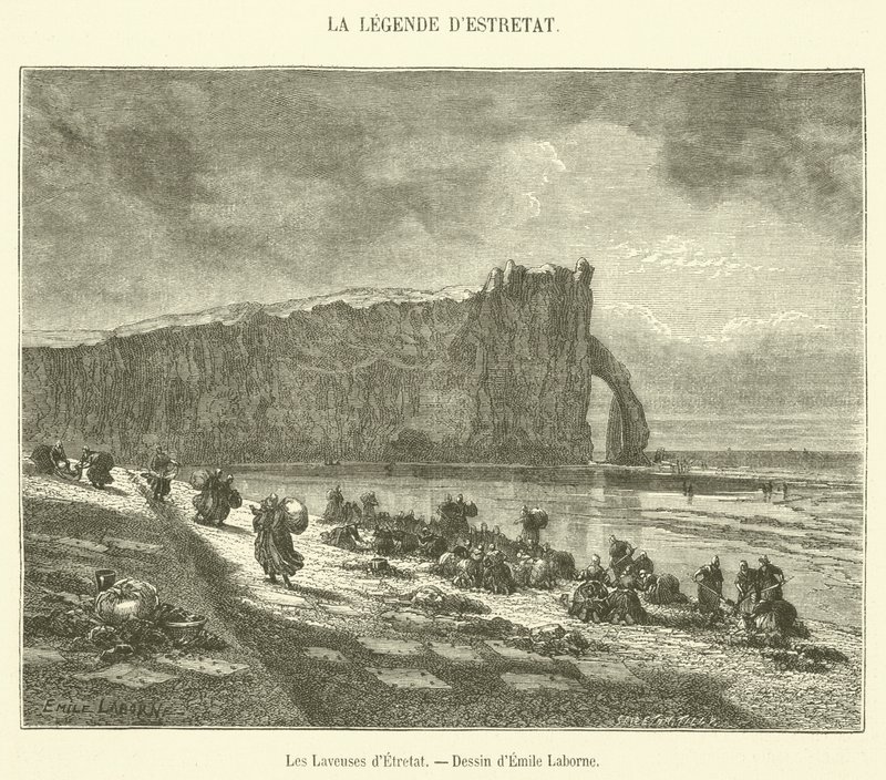 Etretat alátétjei (metszet) alkotó: French School