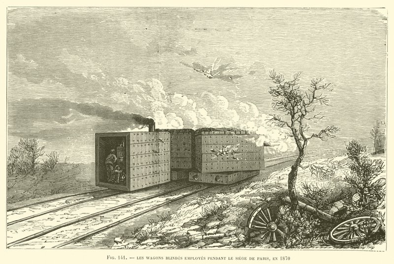 Párizs ostroma alatt, 1870-ben alkalmazott vak kocsik (metszet) alkotó: French School