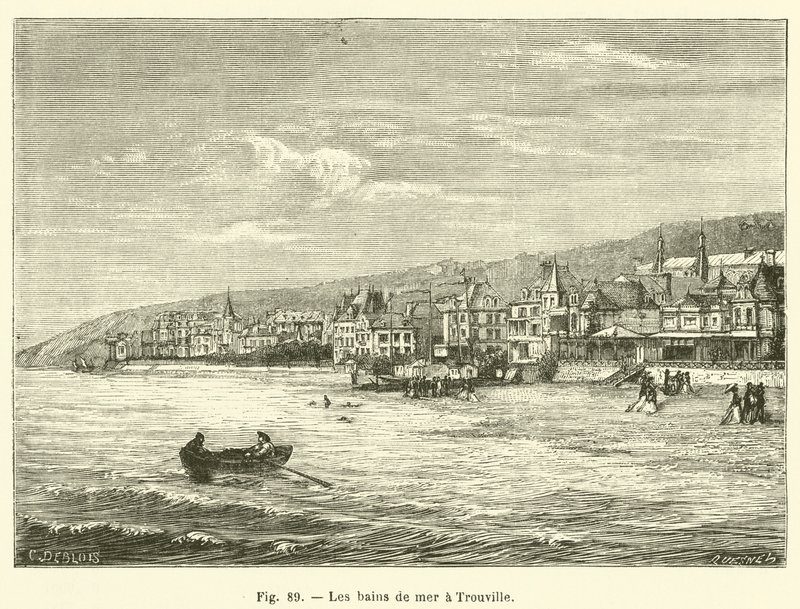 Tengeri fürdőzés Trouville-ben (metszet) alkotó: French School