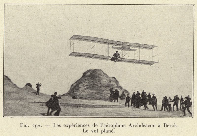 Az Archdeacon repülőgép tapasztalatai Berckben, Repülőgép (metszet) alkotó: French School