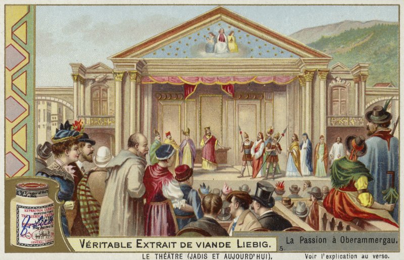 Liebig kártya az Oberammergau Passion Play játékkal alkotó: French School