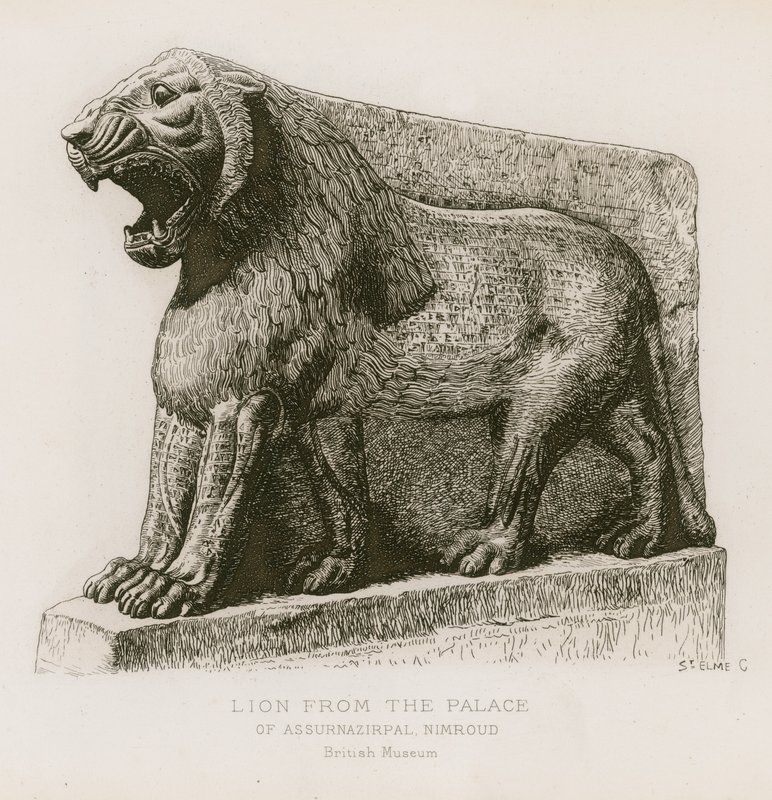 Oroszlán Ashurnasirpal palotájából, Nimrud, British Museum alkotó: French School