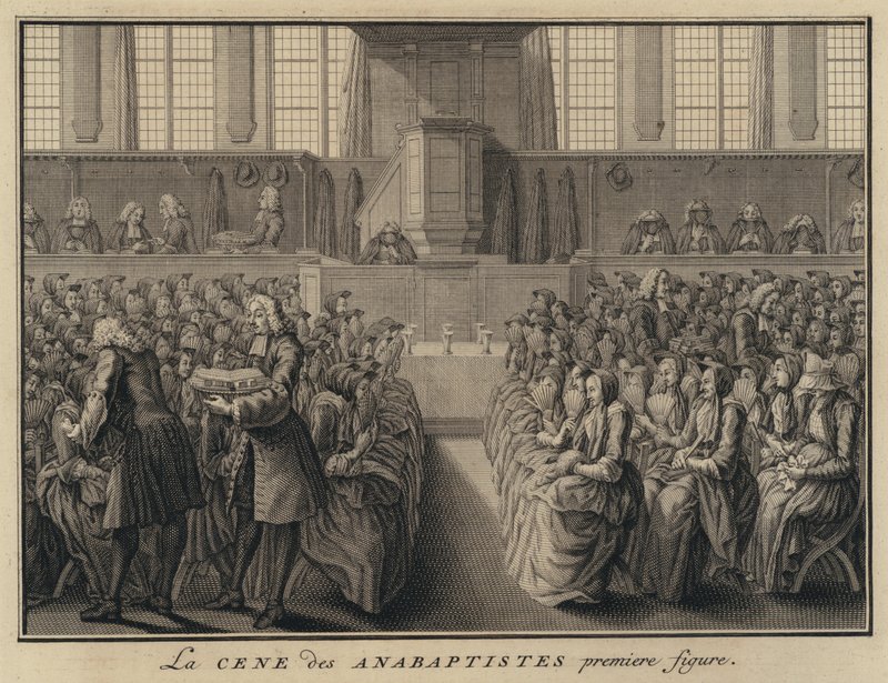 Úrvacsora egy anabaptista templomban (metszet) alkotó: French School
