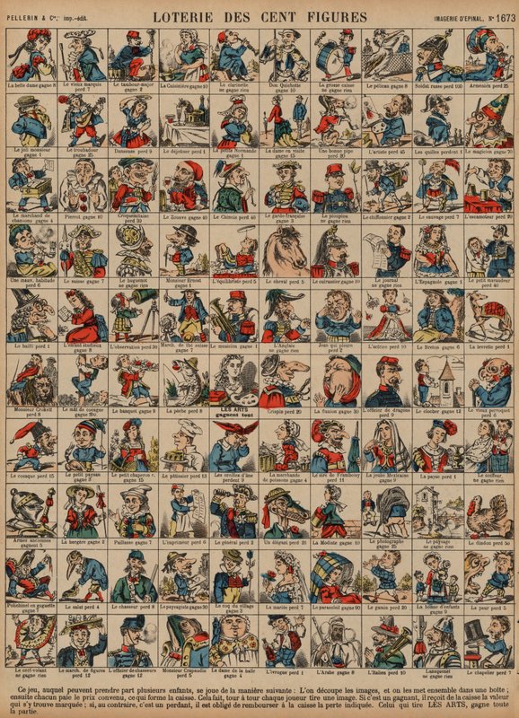 Száz figurás lottó (színes metszet) alkotó: French School