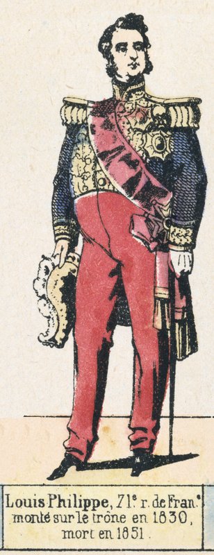 Lajos Fülöp, Franciaország 71. királya, 1830-ban lépett trónra, 1851-ben halt meg (színes metszet) alkotó: French School