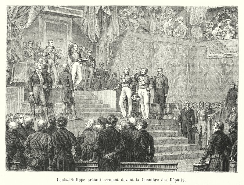 Louis-Philippe esküt tesz a képviselőház előtt alkotó: French School