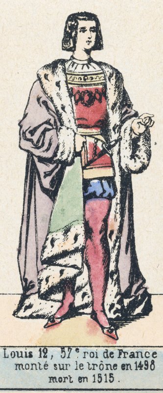12. Lajos, Franciaország 57. királya, 1498-ban lépett trónra, 1515-ben halt meg (színes metszet) alkotó: French School