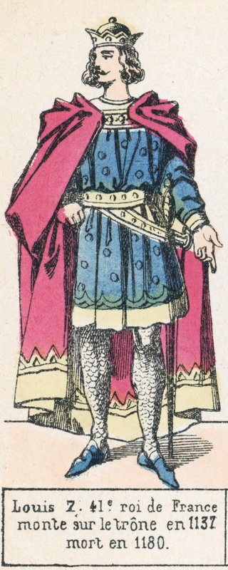 7. Lajos, Franciaország 41. királya, 1137-ben lépett trónra, 1180-ban halt meg (színes metszet) alkotó: French School