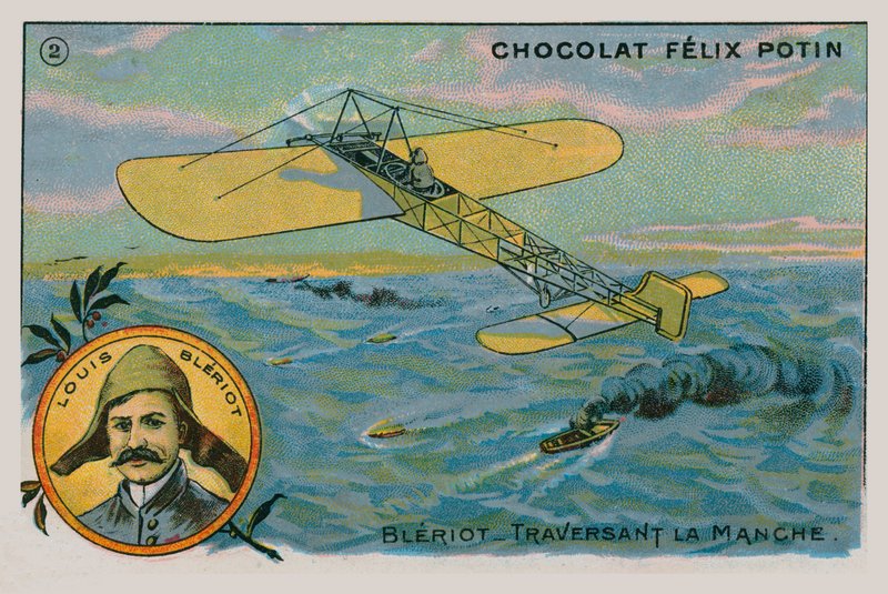 Louis Bleriot először repül át a La Manche csatornán egy repülőgépnél nehezebb repülőgéppel, 1909 alkotó: French School