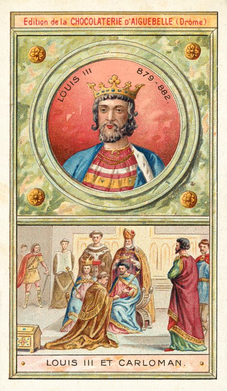 Lajos és öccse, II. Károly, Franciaország közös királyai, 9. század (chromolitho) alkotó: French School