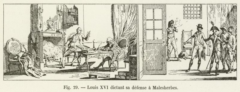 XVI. Lajos diktálta védelmét Malesherbesnek alkotó: French School