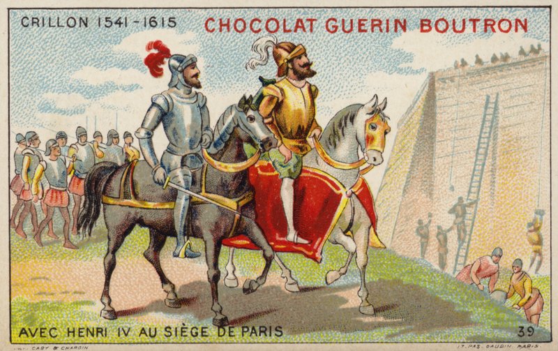 Louis des Balbes de Berton de Crillon francia katona IV. Henrik királlyal Párizs ostrománál (chromolitho) alkotó: French School