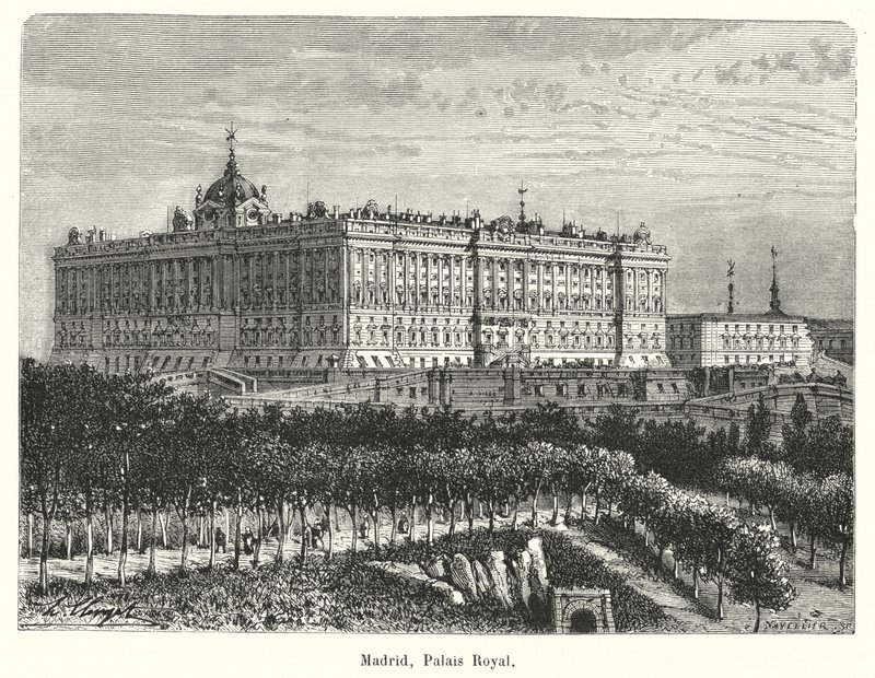 Madrid, Palais Royal (metszet) alkotó: French School