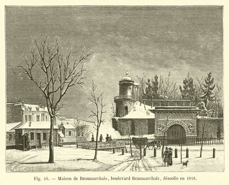 Maison de Beaumarchais, Boulevard Beaumarchais, 1818-ban lebontották alkotó: French School