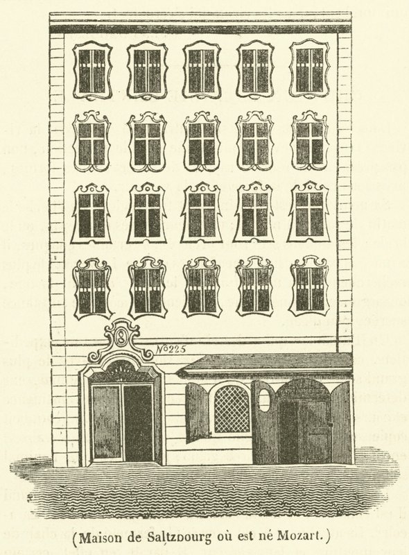 Saltzburg ház, ahol Mozart született (metszet) alkotó: French School