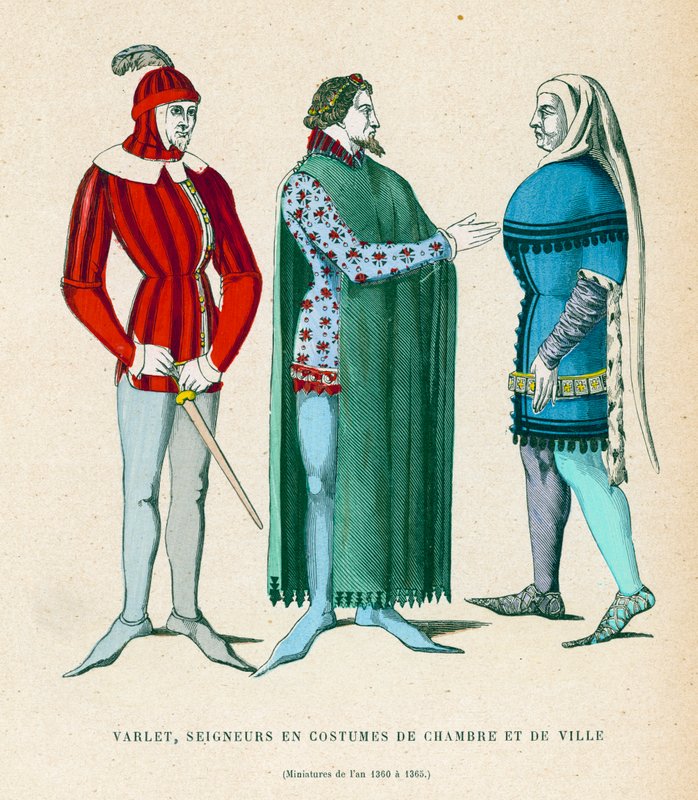 Férfi viseletek, 1360-1365 alkotó: French School